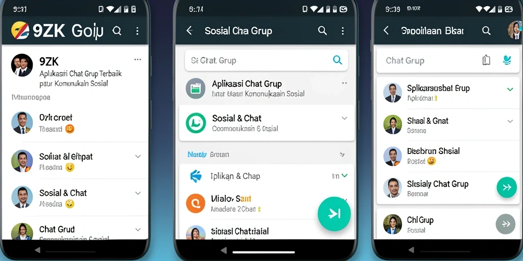 Tampilan antarmuka aplikasi 9ZK dengan fitur Chat Grup yang menarik.