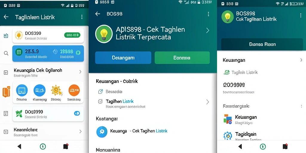 Tampilan antarmuka aplikasi BOS898 untuk cek tagihan listrik yang intuitif.