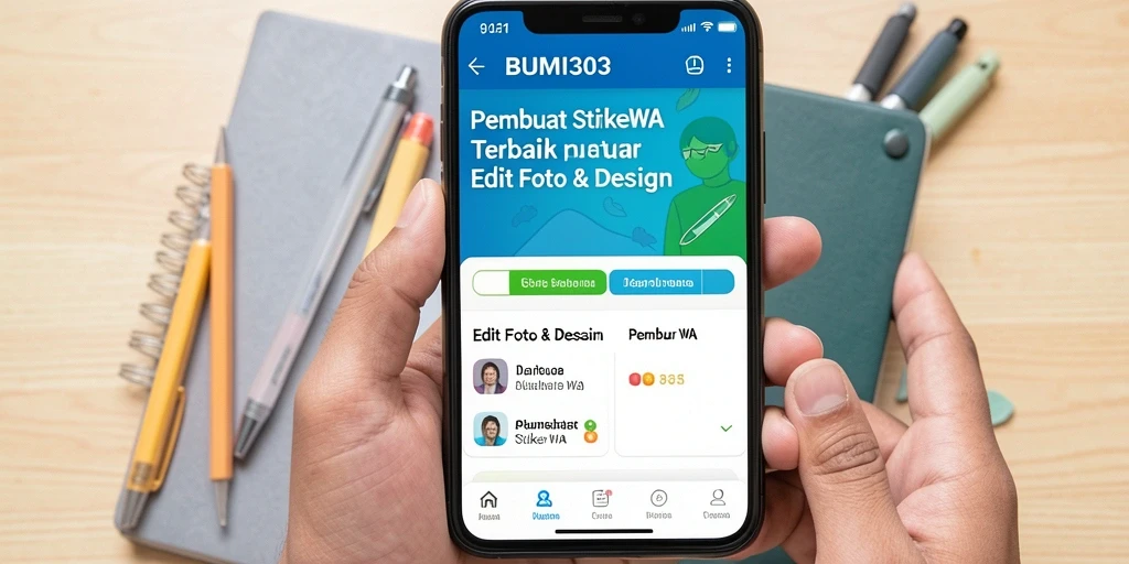 Antarmuka BUMI303 dengan fitur Pembuat Stiker WA yang memukau.