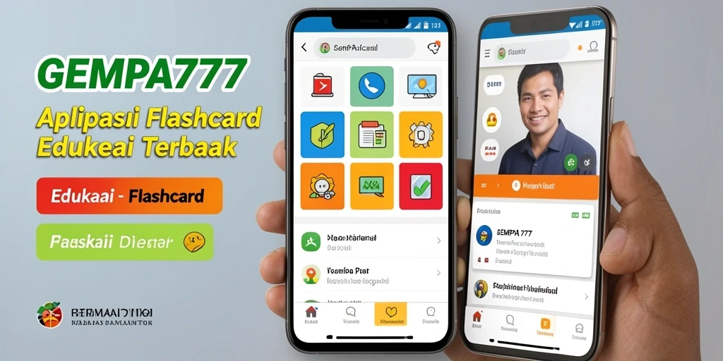 Antarmuka pengguna aplikasi Flashcard GEMPA777 yang menarik dan fungsional.