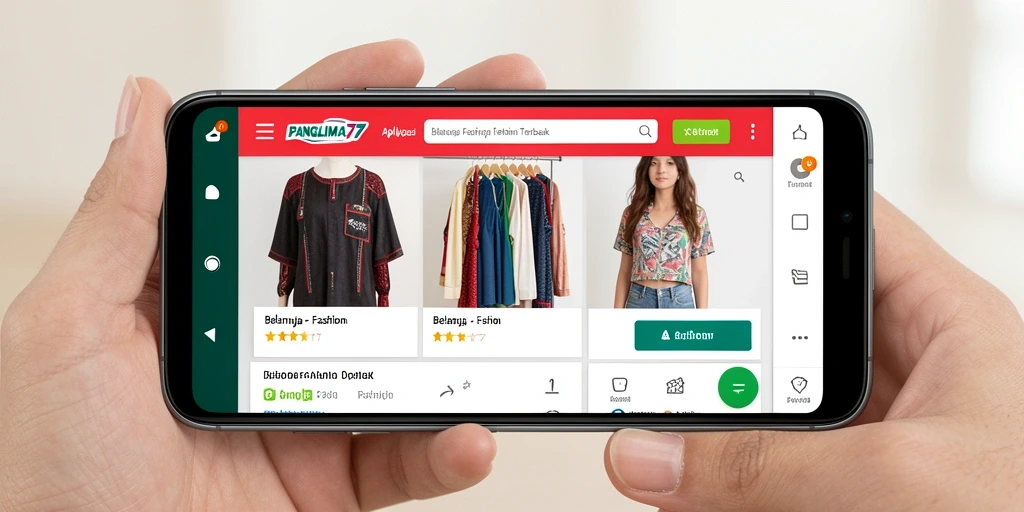 Antarmuka pengguna PANGLIMA77 menampilkan pilihan fashion yang beragam dan menarik.