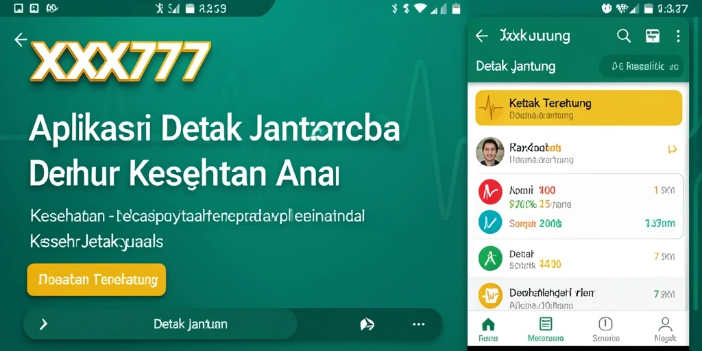 Antarmuka pengguna aplikasi Detak Jantung XXX777 yang informatif.